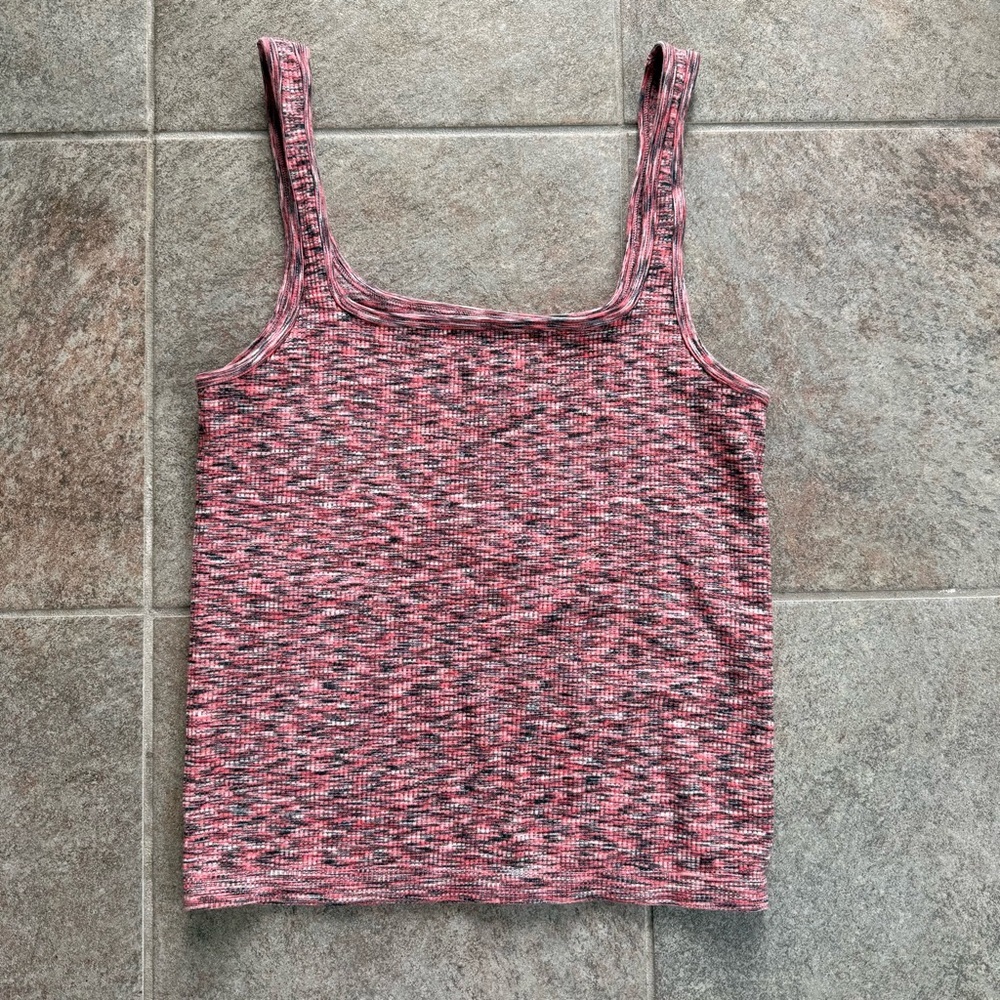 Anthropologie Pink & Black Combo Seamless Cropped Tank Top Size Medium